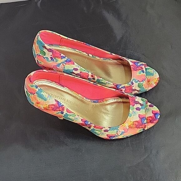 CHRISTIAN SIRIANO MULTI-COLOR PEEP TOE HEEL SANDAL - Picture 5 of 13
